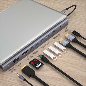 UNITEK USB-C 11in1 UNIVERSAL DOCKING STATION MST DESTEKLİ (D1022B)