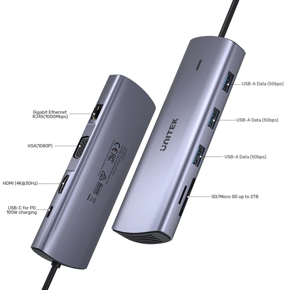 UNITEK USB-C 9 IN 1 UNIVERSAL DOCK STATION (D1113A)
