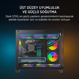 James Donkey Stark S700 3xARGB Temperli Cam 650W 80+ Bronze mATX Siyah Gaming (Oyuncu) Kasa