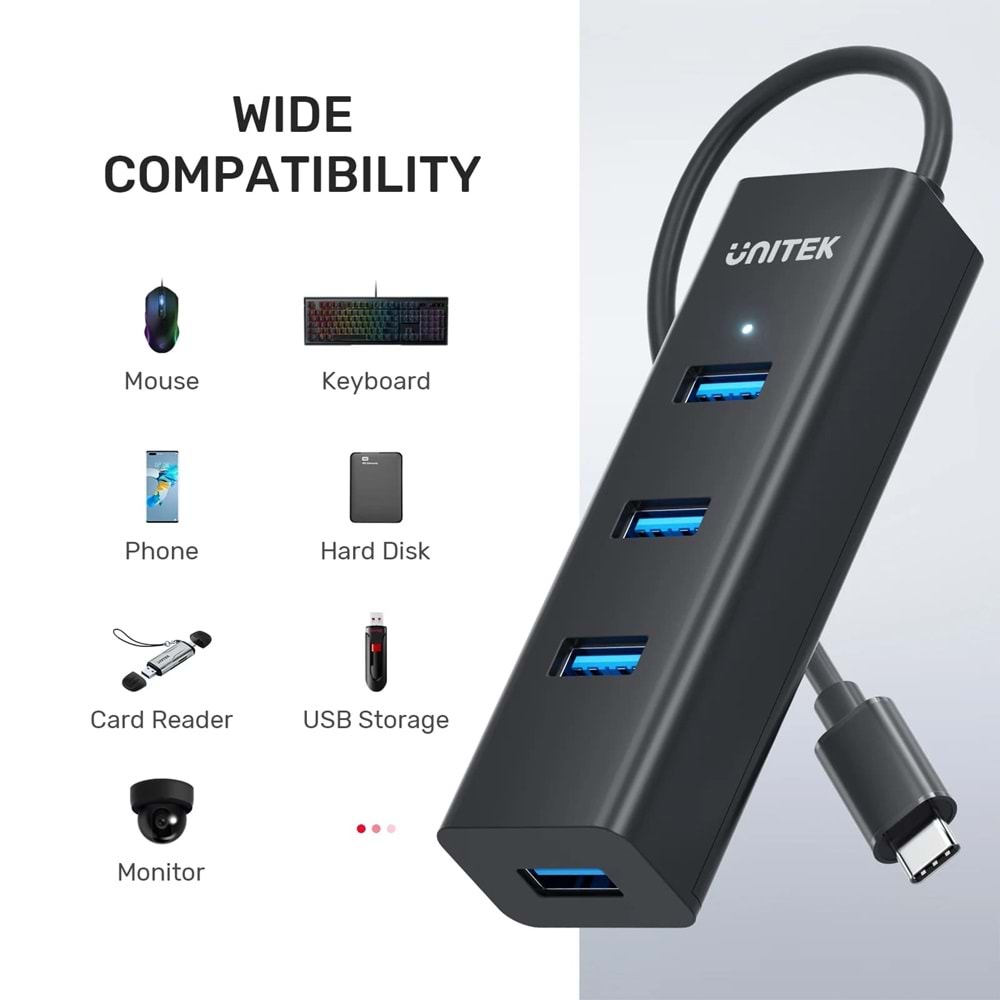 UNITEK TYPE-C TO 4 PORT USB 3.0 + TYPE-C (Y-3089Z01)