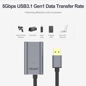 UNITEK USB3.0 UZATMA KABLOSU 10MT PREMIUM CHIPSET (Y-3005)