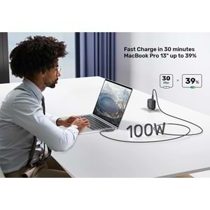 UNITEK TYPE-C HIZLI ŞARJ KABLOSU 90 DERECE 2 METRE 100W (C14123BK-2M)