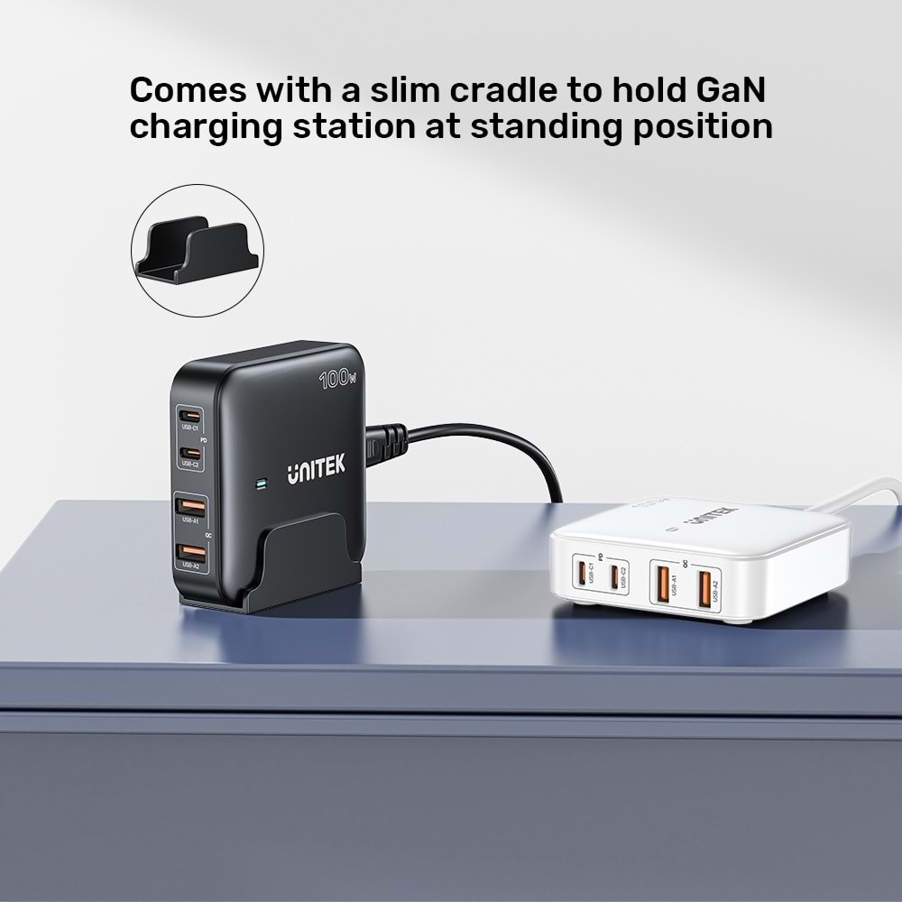 UNITEK 100W MASAÜSTÜ GAN ŞARJ İSTASYONU SİYAH (P1229ABK)