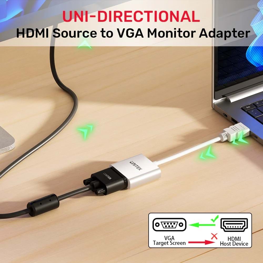 UNITEK HDMI TO VGA DÖNÜŞTÜRÜCÜ 1080P&60Hz (Y-6333C01)