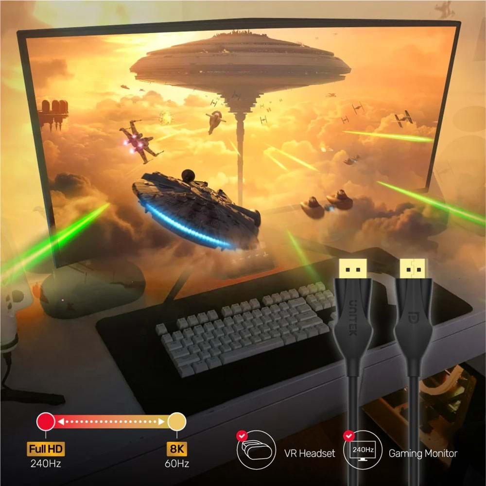 UNITEK DISPLAYPORT 1.4 KABLO 1MT 8K&60Hz (C1624BK-1M)